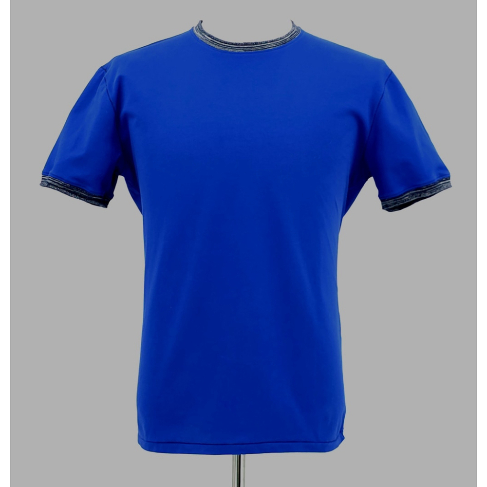 Quiet Luxury Ferrante T-Shirt Men Blue Made in Italy Stretch Tee Cotton Size L
